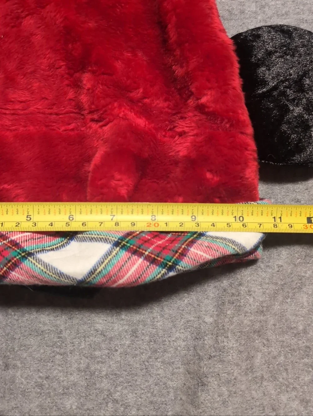NWT Disney Parks Mickey Mouse Plush Santa Hat with Plaid Brim & Ears Christmas